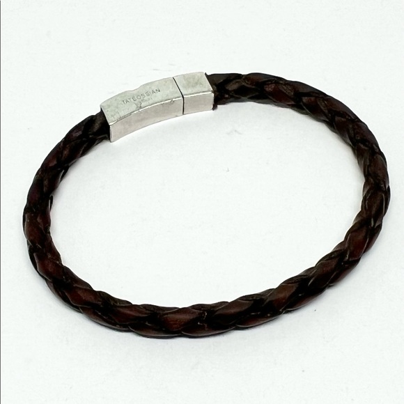 Robert Tateossian Brown Leather Silver Clasp Bracelet .925 - Picture 6 of 8